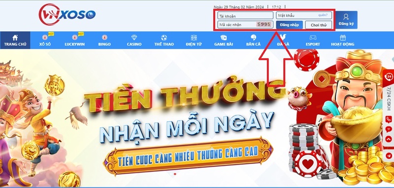 đăng nhập VNXOSO